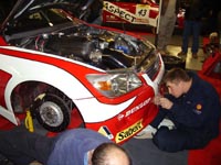 working on the car